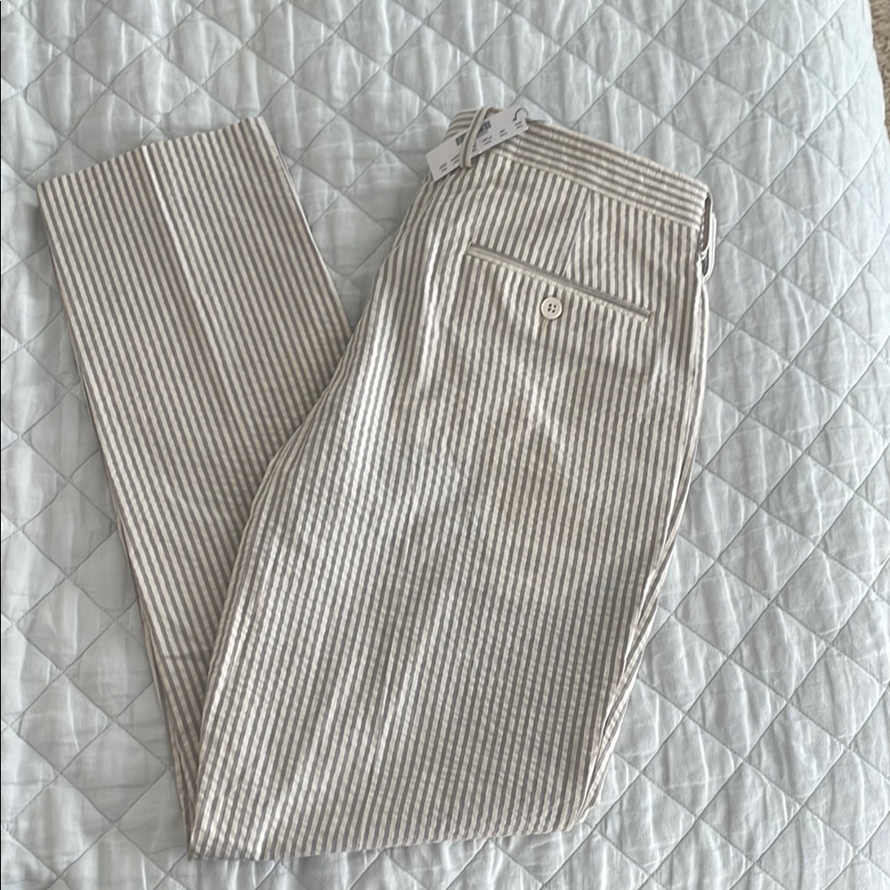 J. Crew Tan and White Dress Pants Seersucker